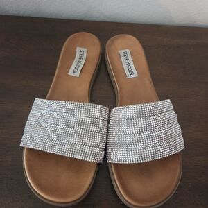 Steve Madden Sparkling Silver Slide Sandals